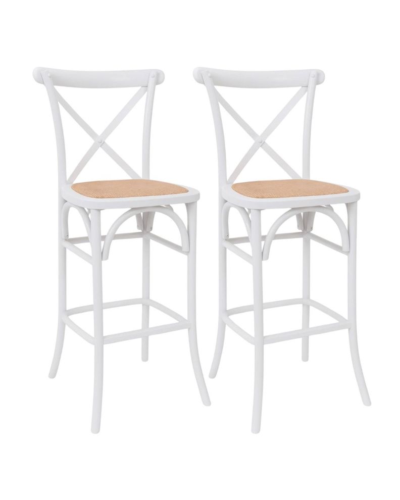 Pack 2 Taburetes Crossback de Madera 66 cm Blanco