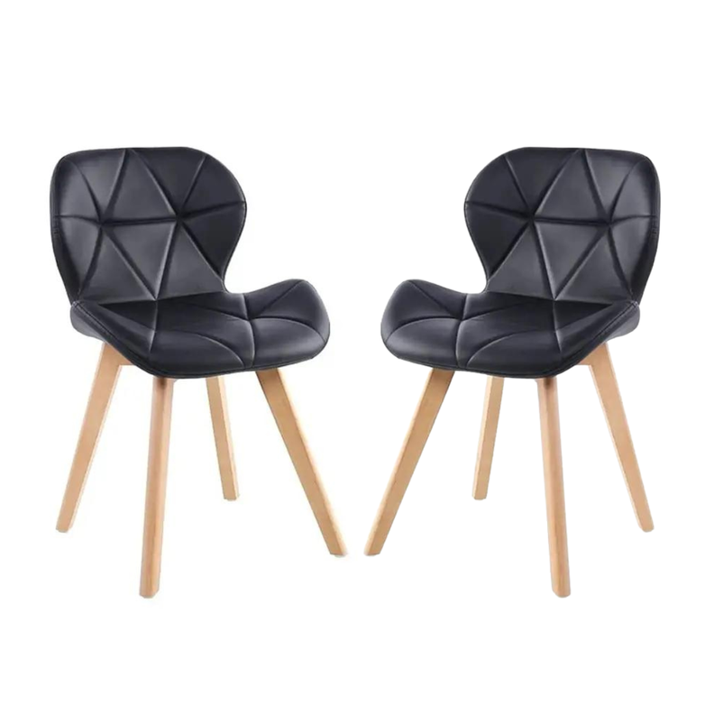 Set 2 Sillas de Comedor Radar Wood Ecocuero Negro