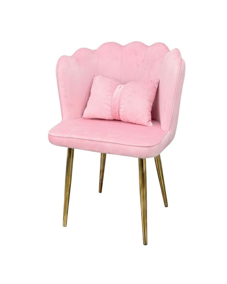 SILLA SITIAL FANCY DE TOCADOR PARA USO DOMESTICO CON RESPALDO Rosado