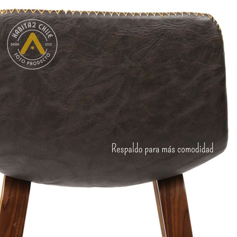 TABURETE PISO CON SILLA DE CUERO Y PATAS DE MADERA-2