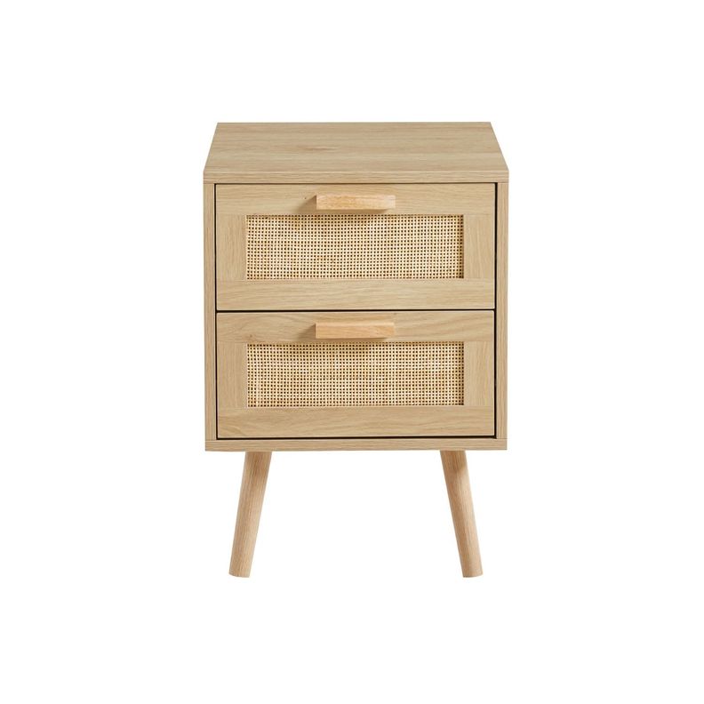 VELADOR WOOD CLARO RATTAN 2 CAJONES - MESA DE NOCHE