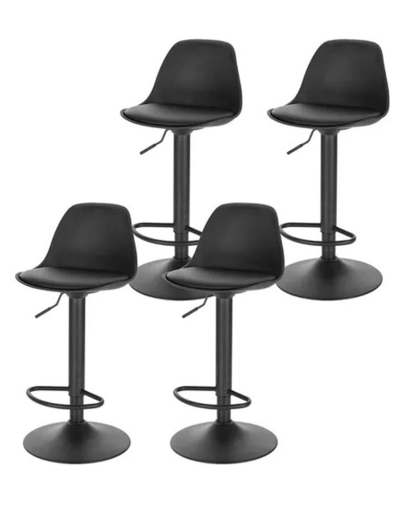 PACK 4 PISOS DE BAR ALTURA REGULABLE ELEGANTE MOBY Negro