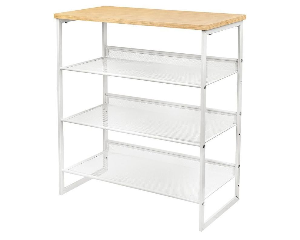 MUEBLE ZAPATERO 4 REPISAS SIMIL MADERA Y FIERRO Blanco
