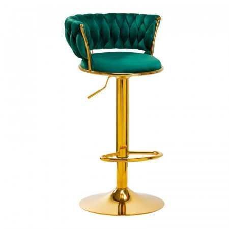 TABURETE ELEGANTE QUEEN BASE DORADA Verde