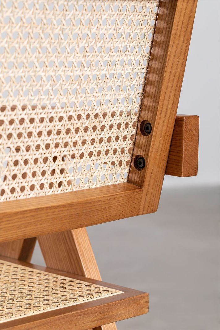 Silla Chandigarh de Madera y Ratan -2