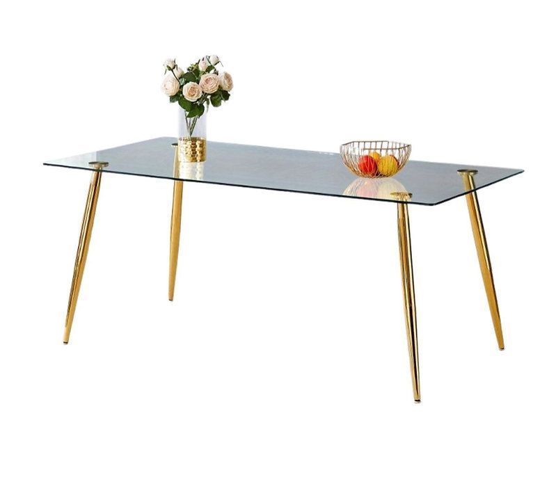 Mesa de vidrio Prince Gold 160cm Patas Doradas-0