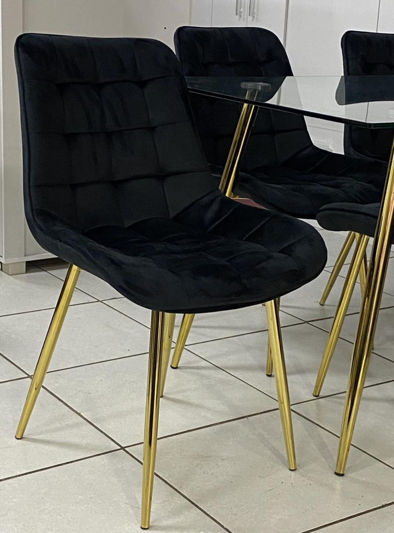 Set 2 sillas de comedor diseño capitoné de felpa Roma-1