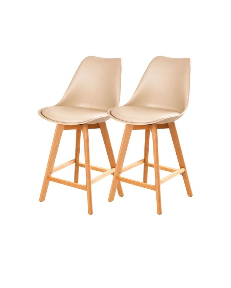 Pack 2 Taburetes Tulip Wood 66 cm Beige