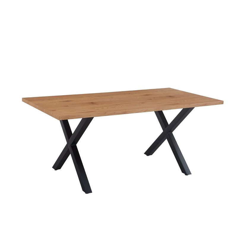 MESA DE COMEDOR CON SUPERFICIE DE MDF Y MELAMINA INDUSTRIAL CROSS 140X90 CM CON BASE METALICA NEGRA-0