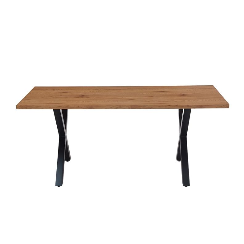 MESA DE COMEDOR CON SUPERFICIE DE MDF Y MELAMINA INDUSTRIAL CROSS 140X90 CM CON BASE METALICA NEGRA-1
