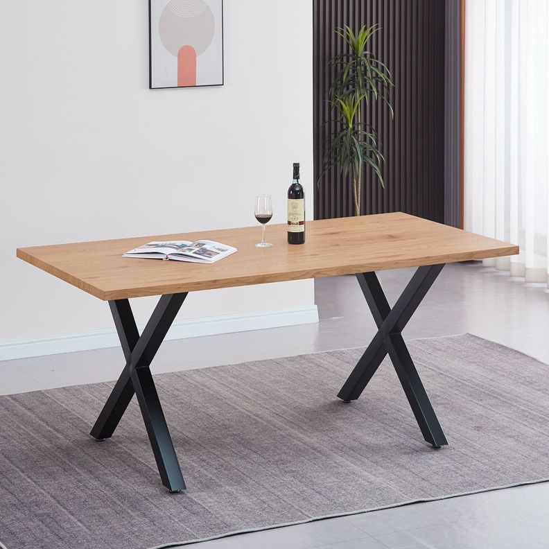 MESA DE COMEDOR CON SUPERFICIE DE MDF Y MELAMINA INDUSTRIAL CROSS 140X90 CM CON BASE METALICA NEGRA-2