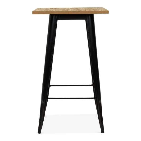 MESA DE BAR TOLIX 60X60 CUBIERTA DE MADERA   -0