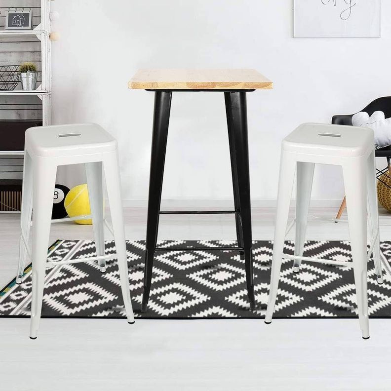 MESA DE BAR TOLIX 60X60 CUBIERTA DE MADERA   -1