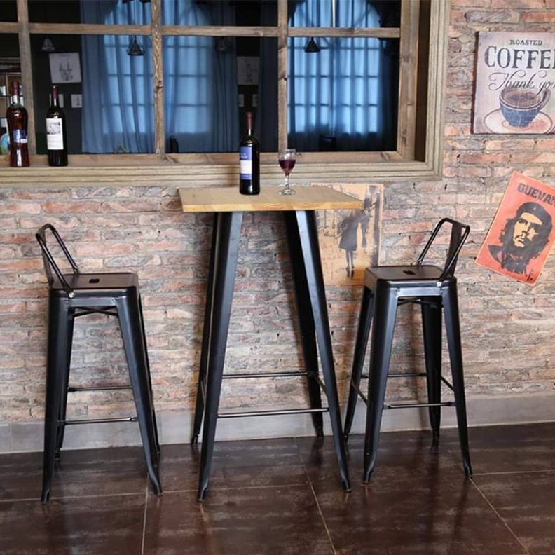 MESA DE BAR TOLIX 60X60 CUBIERTA DE MADERA   -2