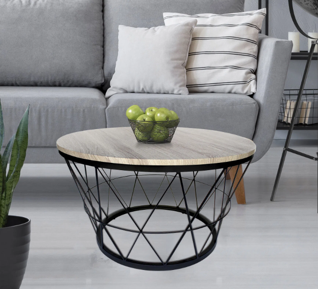 MESA DE CENTRO ENREJADA 80CM MICA CON TOPE MDF COLOR MADERA NATURAL-1
