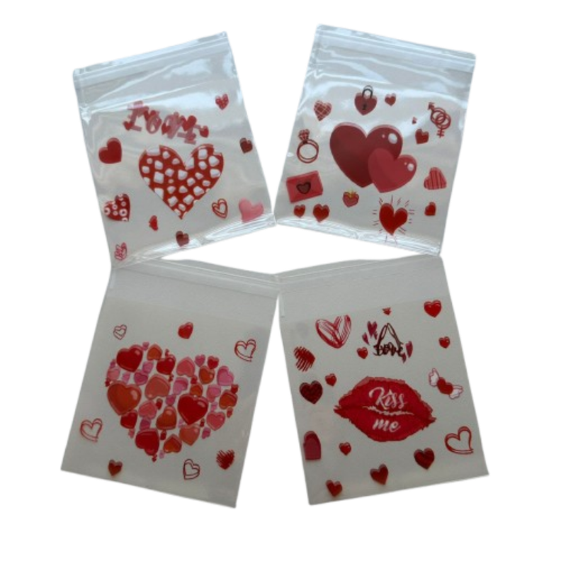 Bolsas San Valentin B 10x10+2cm autoadhesiva 100un-0