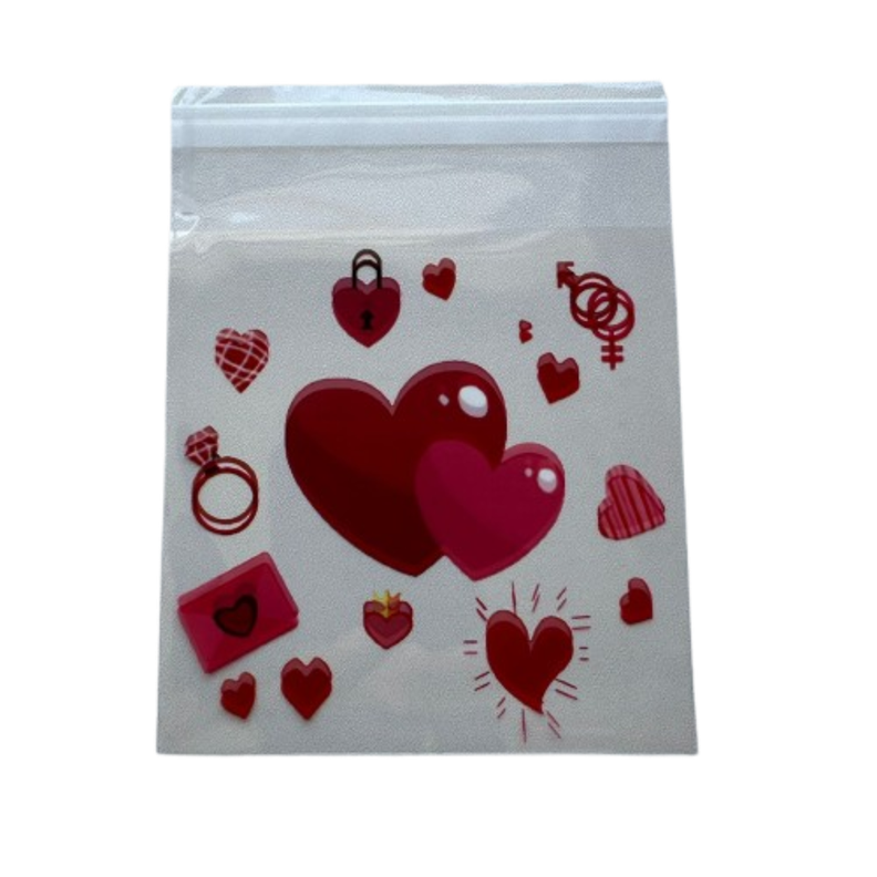 Bolsas San Valentin B 10x10+2cm autoadhesiva 100un-1