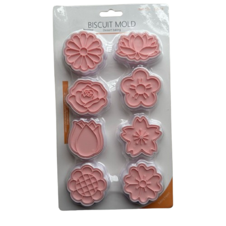 Cortador Galletas Flores Estampadas 8 Diseños