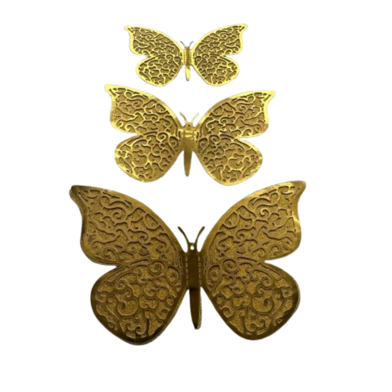 Topper Mariposas Decorativas Doradas 12 pcs