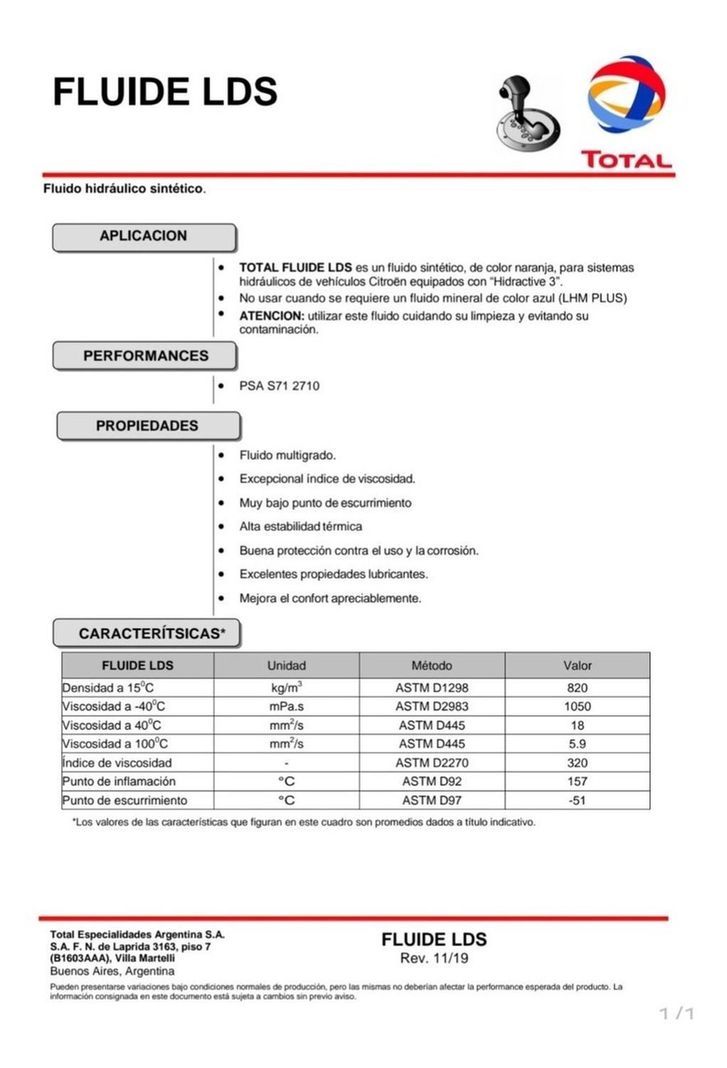 Aceite Lubricante Hidráulico Lds Sintetico Total 1lt Citroën-2