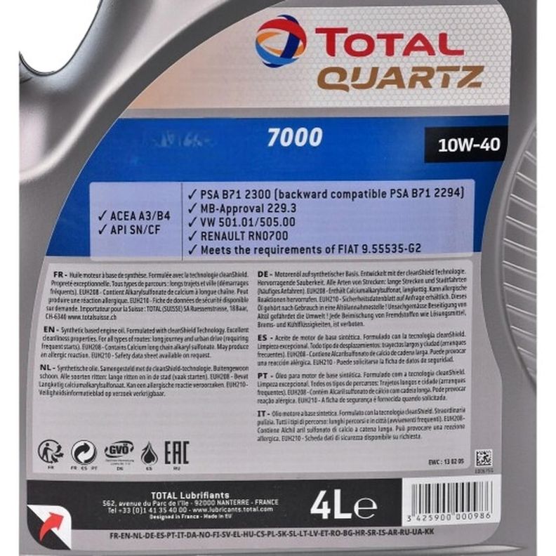 ACEITE MOTOR 10W40 TOTAL QUARTZ 7000 4 LITROS-1