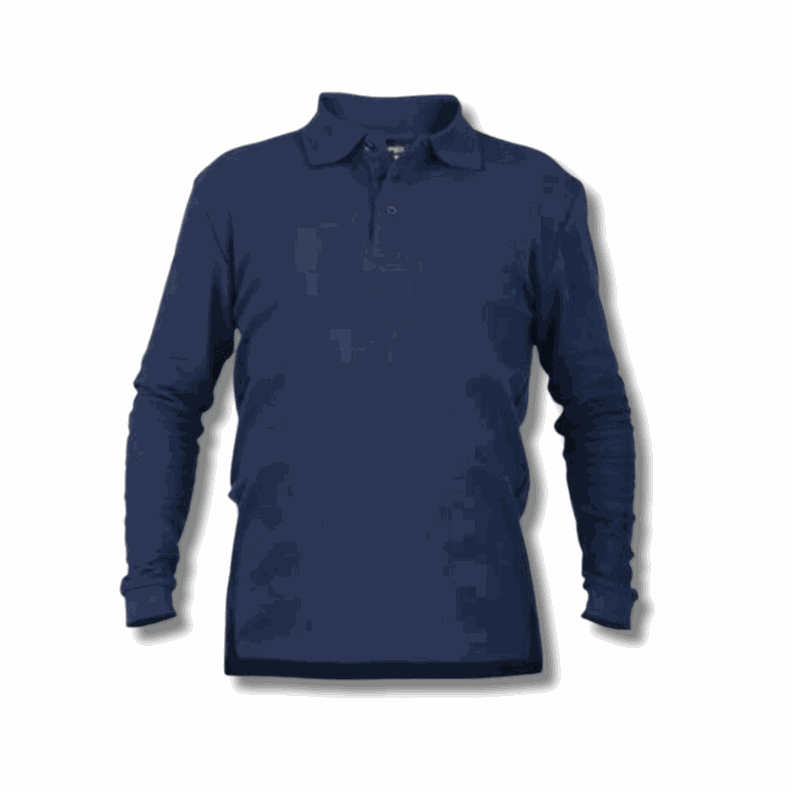 Polera Polo Algodón Manga Larga Azul-2