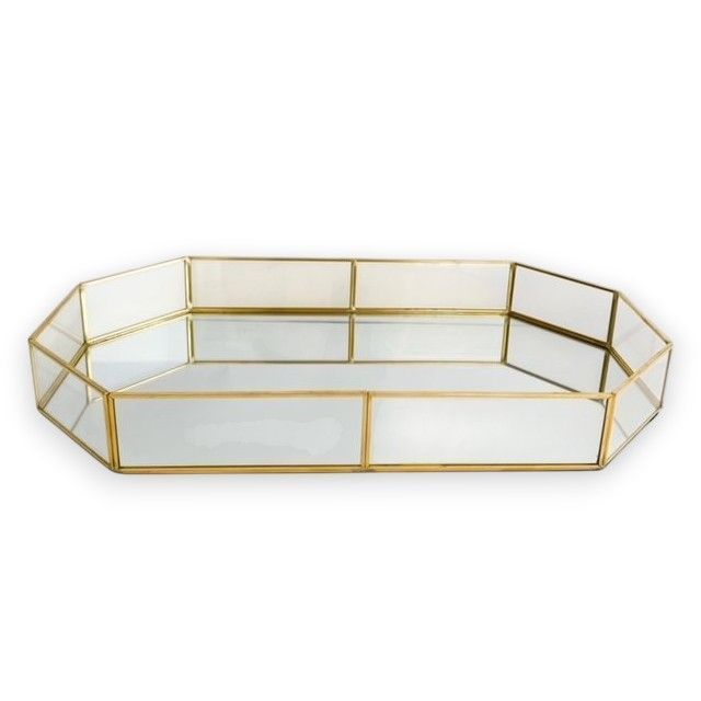 BANDEJA METAL DORADA ESPEJADA RECTÁNGULAR