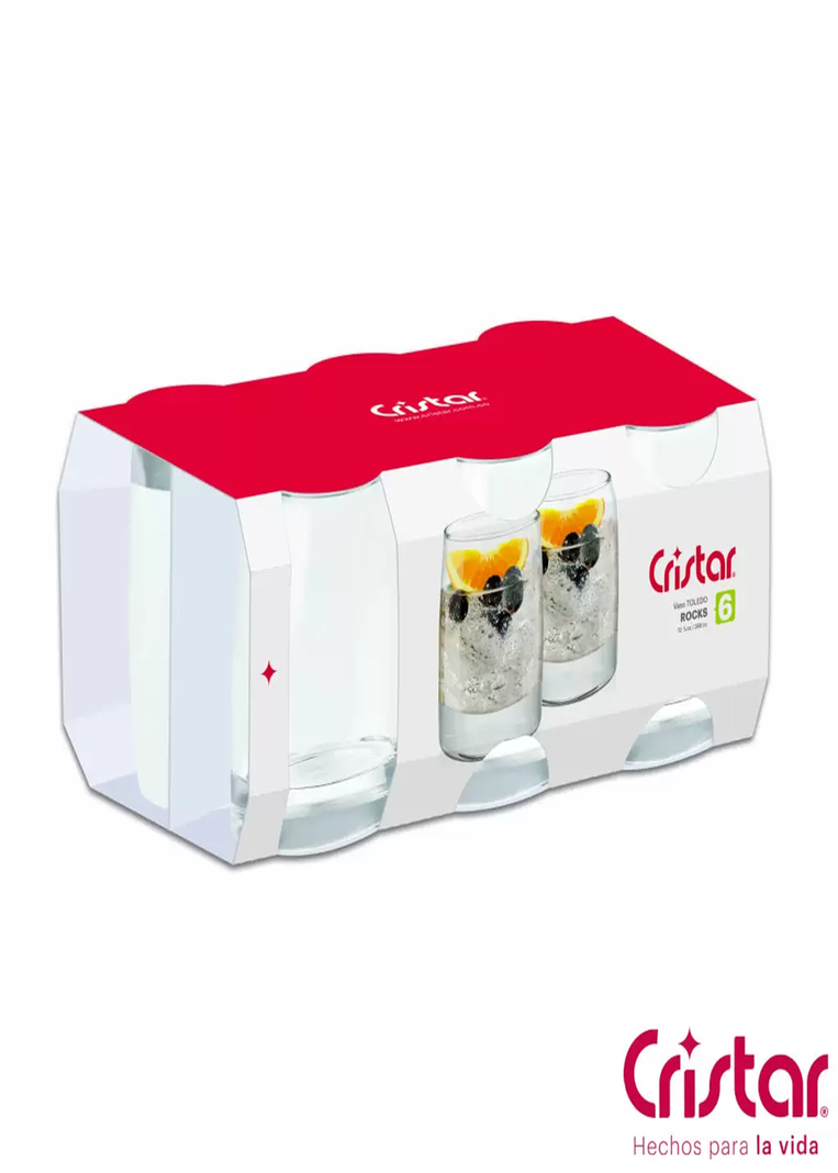 Set 6 Vasos de Vidrio Toledo 366 ml Transparente-2
