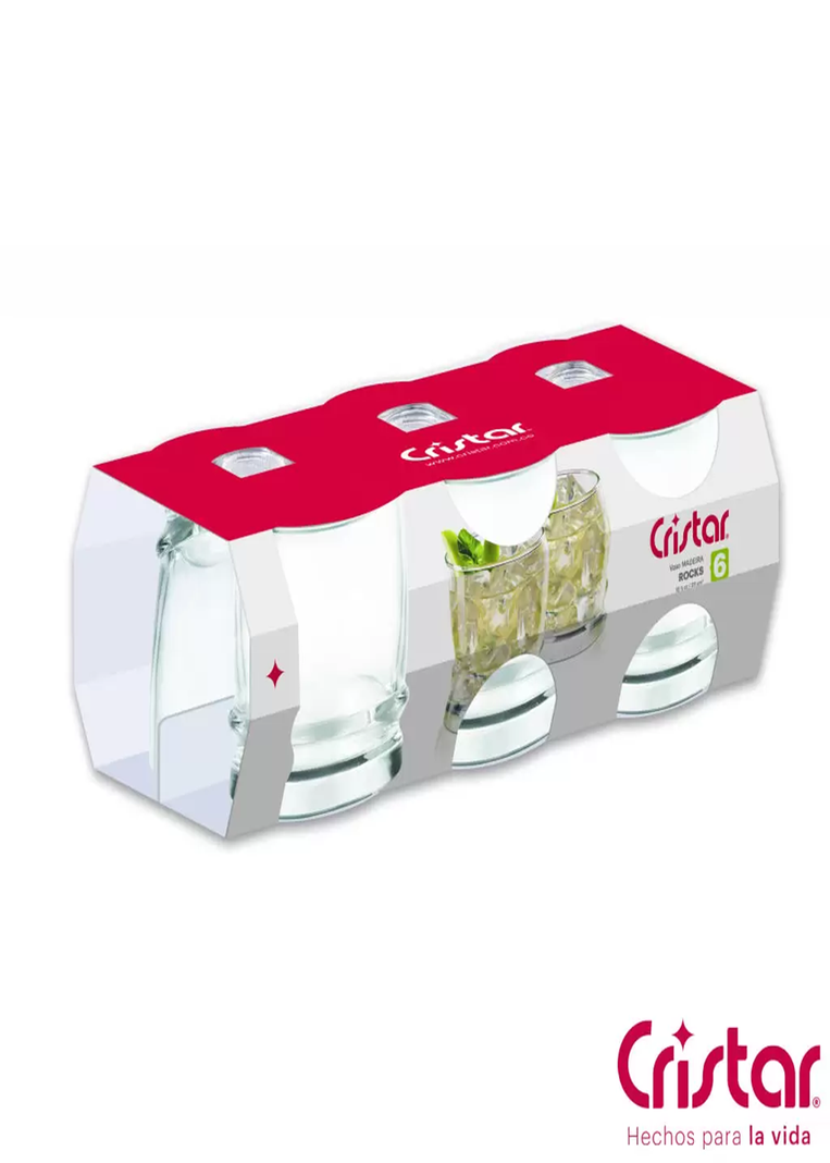 Set 6 Vasos de Vidrio Madeira Rocks 304 ml Transparente-2