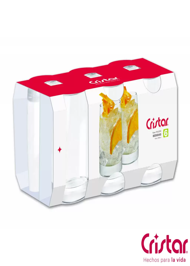 Set 6 Vasos de Vidrio Alto Toledo 388 ml Transparente-2