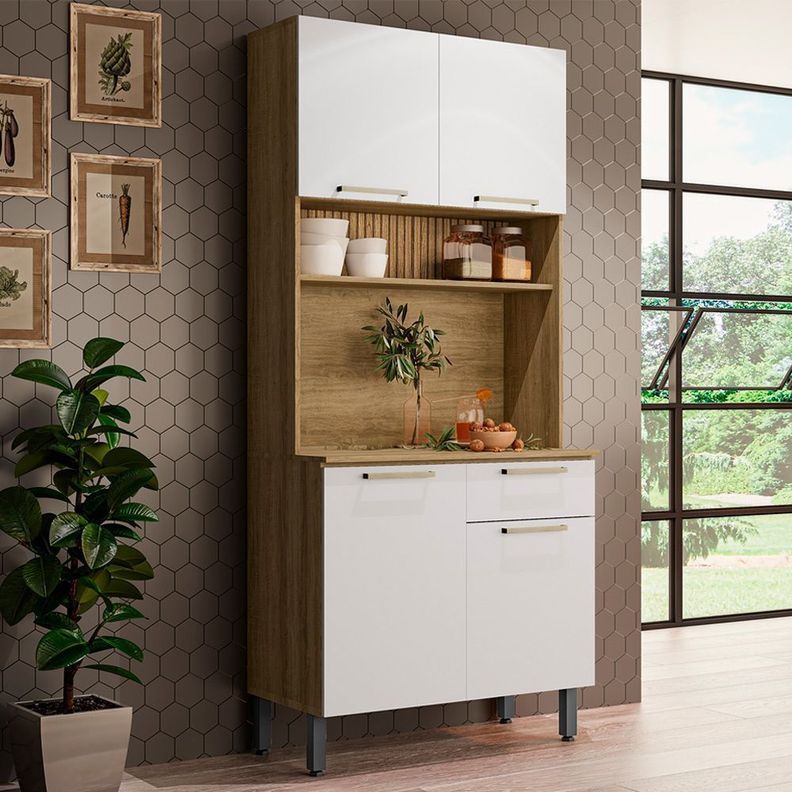 Estante de Cocina Avelá 4 Puertas Miel-Blanco-1