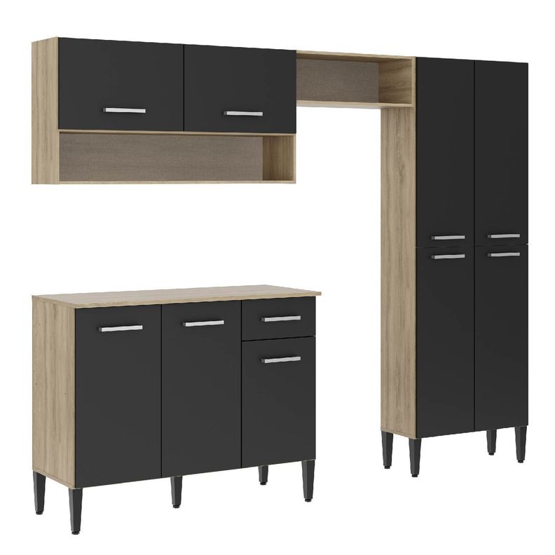 Mueble De Cocina Arizona 4 Modulos Negro-Oak Negro Mate [ 2 ] 0
