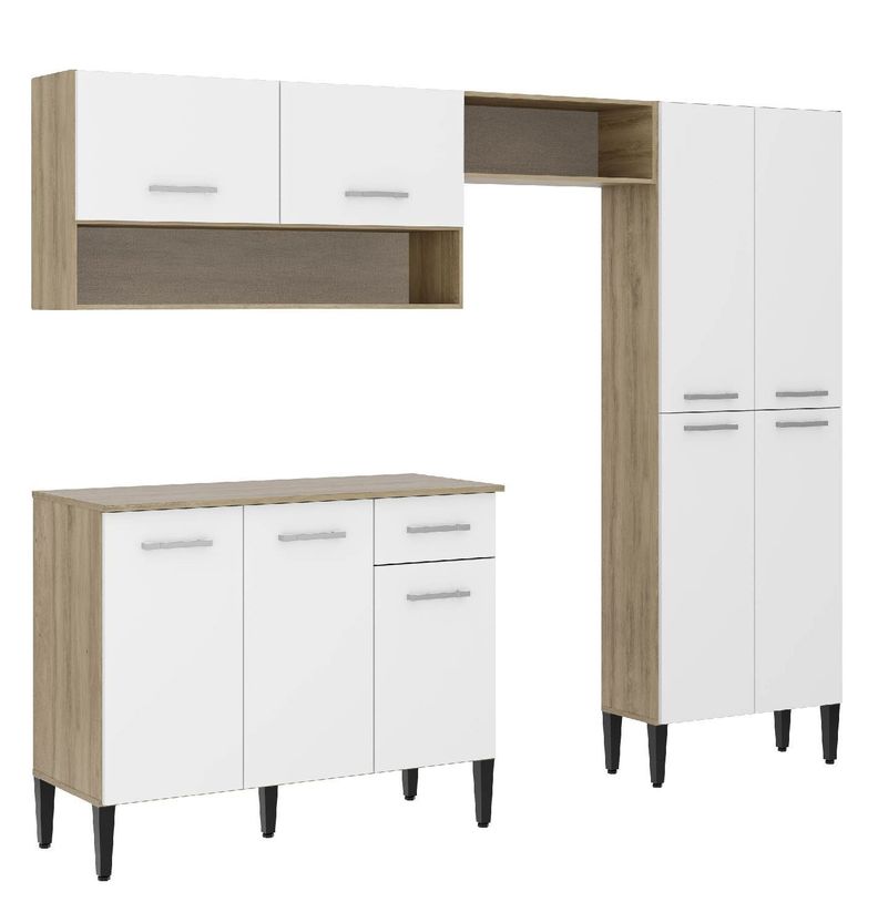 Mueble De Cocina Arizona 4 Modulos Blanco-Oak