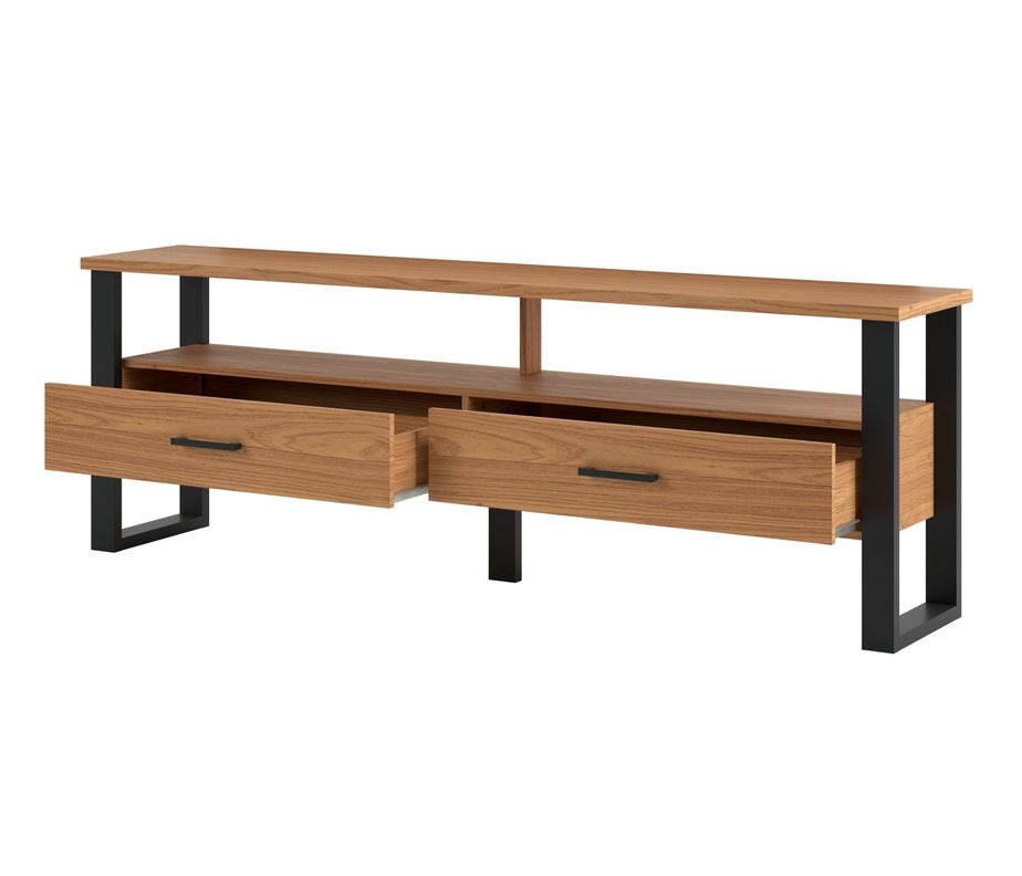 Rack Queule TV 75" Roble-Negro Cafe