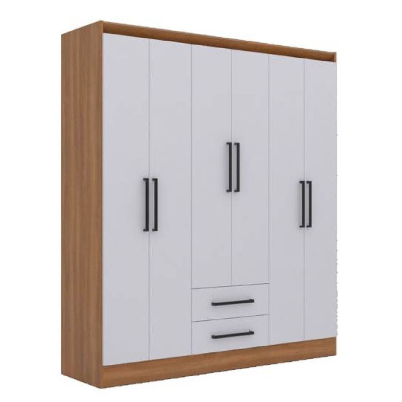 Closet 6 Puertas 2 Cajones Ambar Blanco-Canela