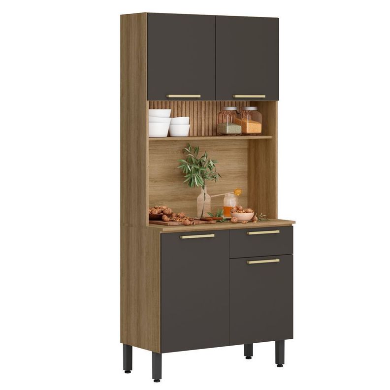 Estante de Cocina Avelá 4 Puertas Miel-Grafito-0