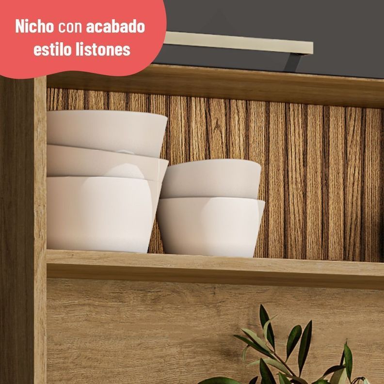 Estante de Cocina Avelá 4 Puertas Miel-Grafito-2