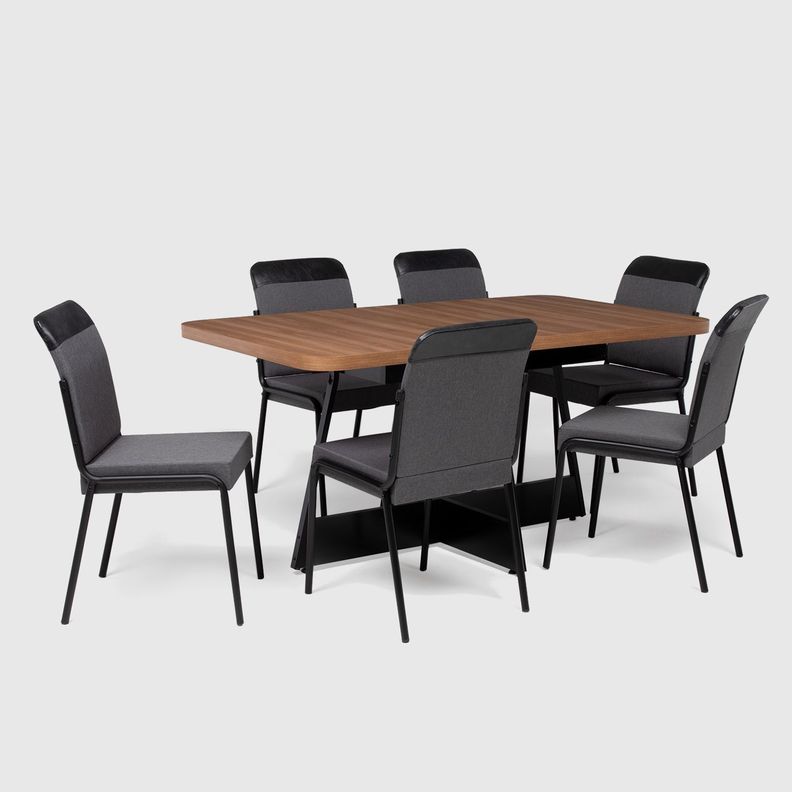 Comedor Rio 6 personas Canela- Negro