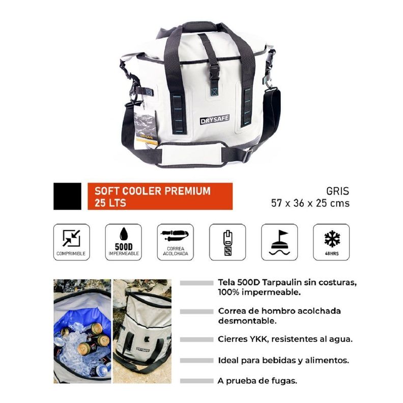 Soft Cooler Premium 25 Litros - Drysafe - Gris-2