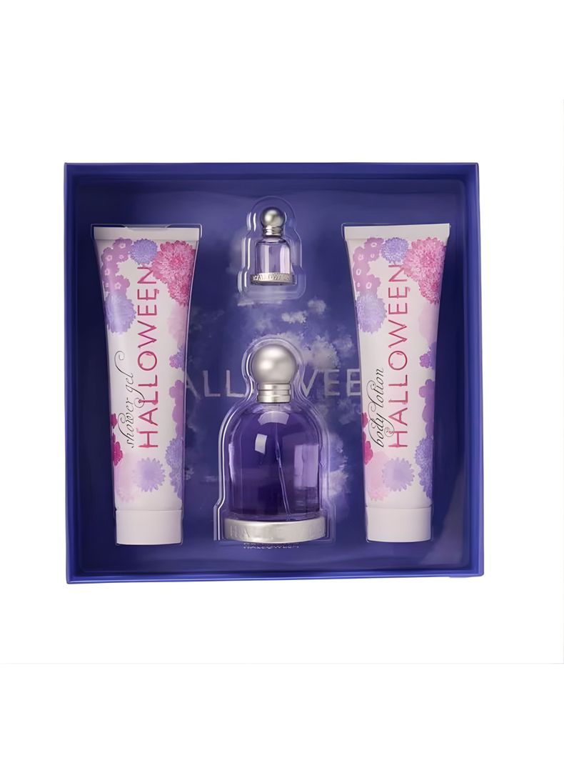 PERFUME HALLOWEEN MUJER 4PCS ESTUCHE EDT 100ML+4.5ML+LOCION 150ML+GEL 150ML.