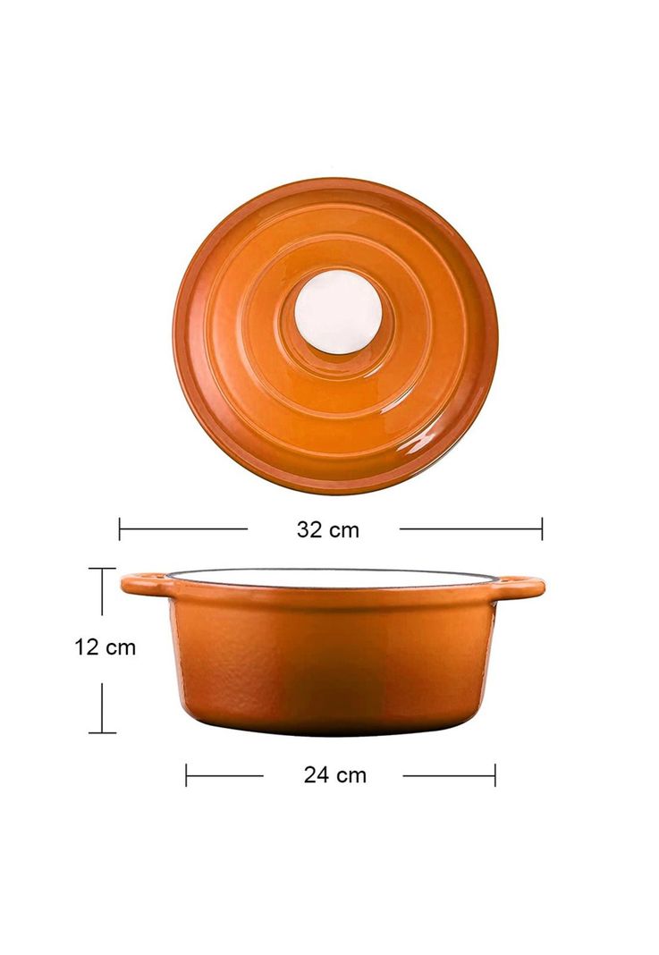 OLLA HIERRO FUNDIDO REDONDA NARANJA 24x12 cm-3