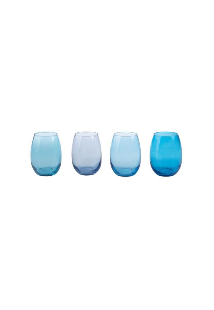 SET DE 4 VASOS STEMLESS AZULES DIFERENTES 430 ML-0