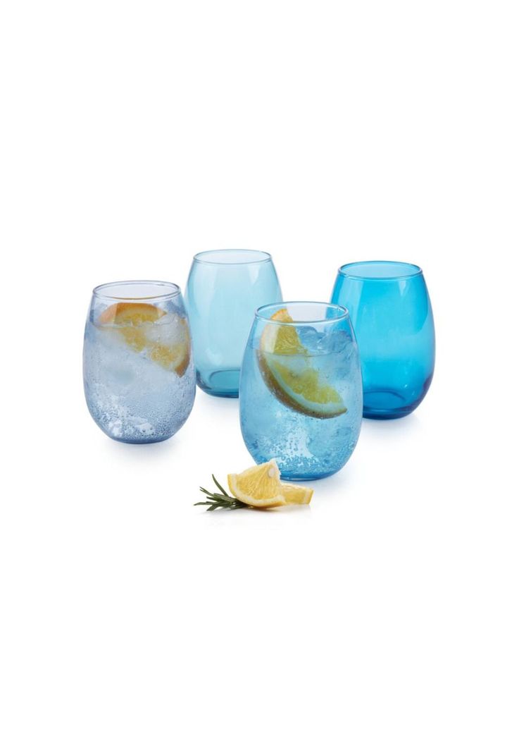 SET DE 4 VASOS STEMLESS AZULES DIFERENTES 430 ML-1