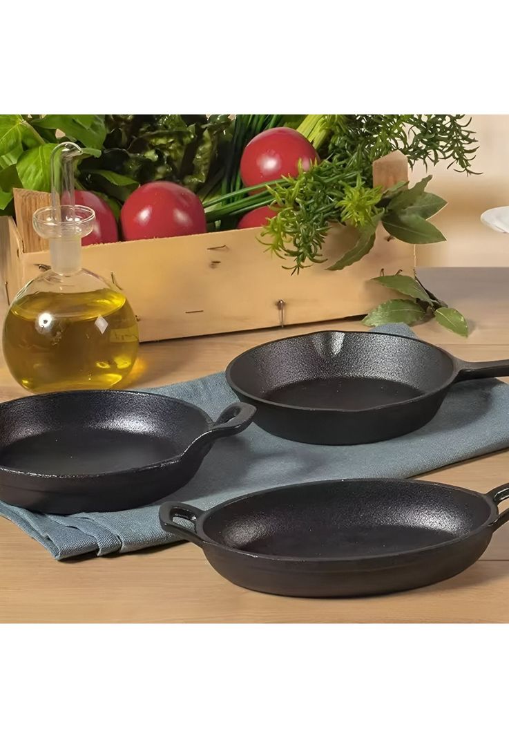 Sarten Hierro Ovalado Con Base Madera 27.6X15.2X4.5 Cm-1