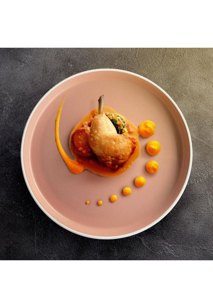 SET DE 4 PLATO PRINCIPAL CERAMICA RUSTICA 27 CM ROSADO LINEA-1