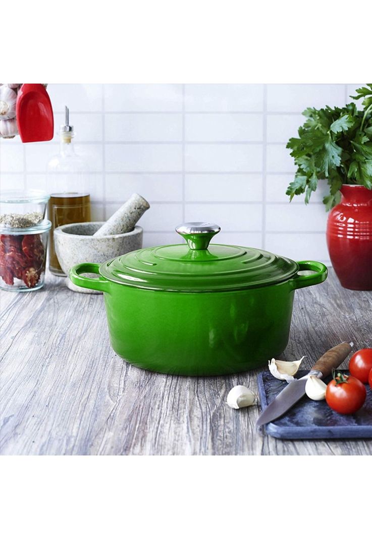 OLLA HIERRO FUNDIDO REDONDA VERDE 24x12 cm-1