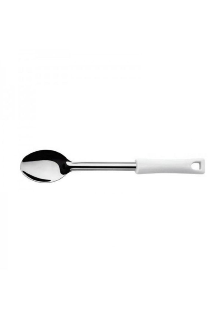 CUCHARA SOLIDA ACERO INOX  23 CM MANGO BLANCO DURAFIO Gris