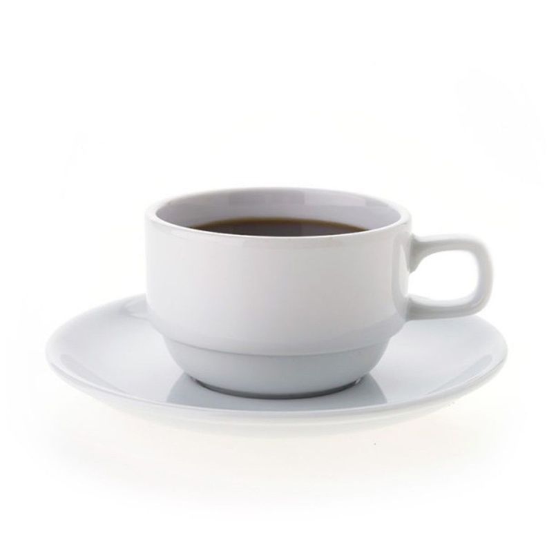 Set De 12 Taza Te 200 Cc Con Platillo Apilable. Linea Tower Blanco
