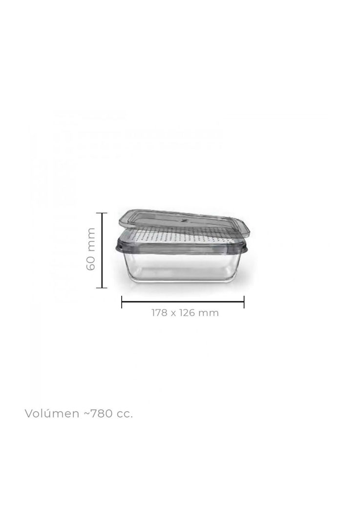 Tupper Rectangular Vidrio 800 Cc-1