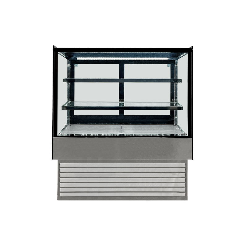 VITRINA PASTELERA RECTANGULAR PLATEADA LINEA MARKET 1200 X 700 X 1200 MM NORKALT Negro